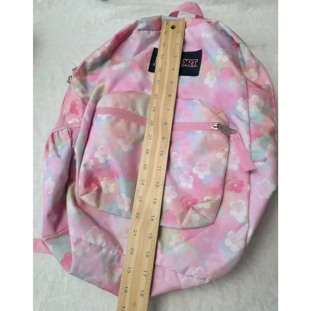 Jansport The Big Student Backpack Pink Floral School Book Bag 6 Zippered Compart